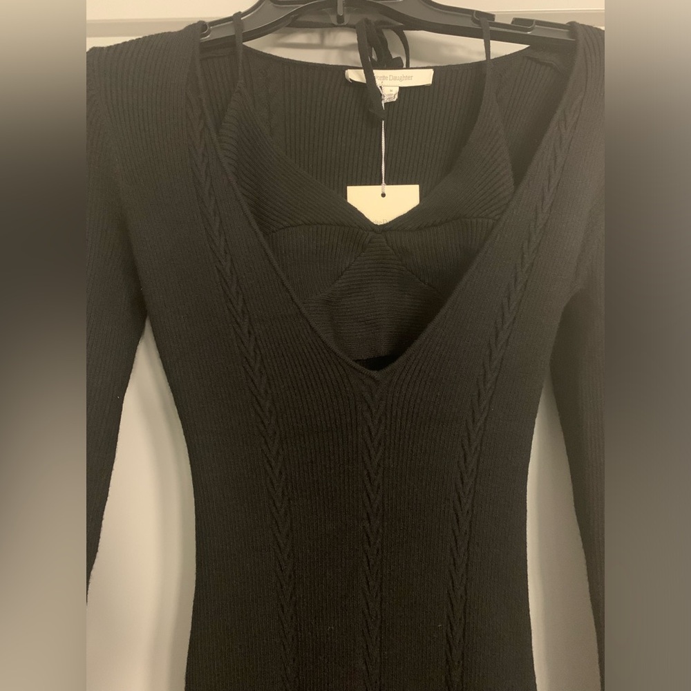 NWT Favorite Daughter Black Take Me Somewhere Midi Sweater Dress Size Medium - Picture 5 of 16